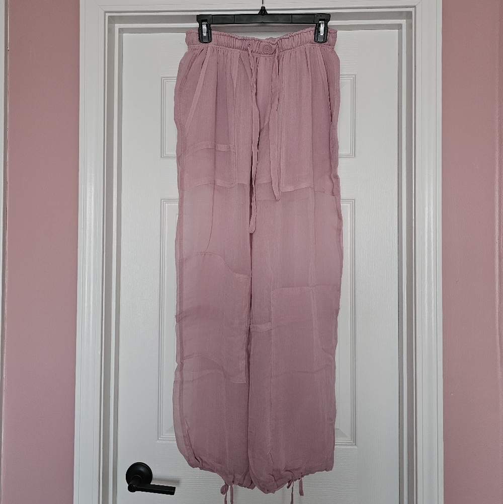 Zara Dusty Pink Wide-Leg Drawstring Pants